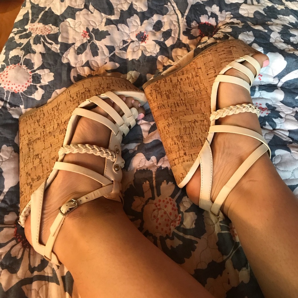 White Strappy Wedges